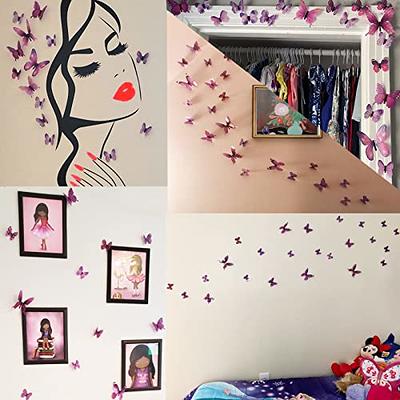 Ewong 72PCS Butterfly Wall Decals 3D Butterflies Wall Art Craft Decor  Removable Mural Sticker Home Kid Girl Bedroom Bathroom Baby Room Nursery  Classroom Office Party Decoration (Purple) - Yahoo Shopping