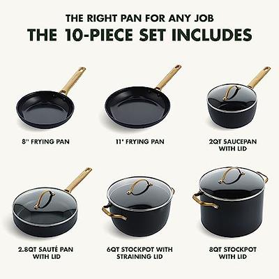 GreenPan Hudson Healthy Ceramic Nonstick, 8 Piece Cookware Set, Wood  Inspired Handle