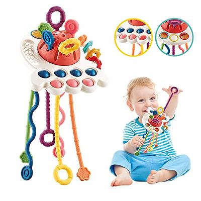 Montessori Toys for Babies 6-12 Months Baby Silicon Sensory Travel Pull  String Teething Toys for 3-6 Months 1 Year Old Hang on Stroller Crib Car  Seat