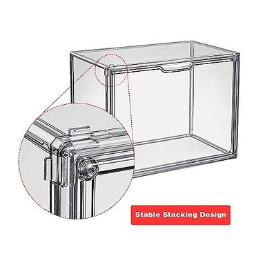 mDesign Tall Plastic Stackable Art/Craft Storage Bin, Hinged Lid, Clear