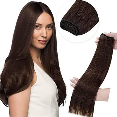 Sunny Sew in Hair Extensions Human Hair Natural Black Ombre Dark Brown with  Ash Brown 24 inch Hair Weft Remy Bundles 100g 