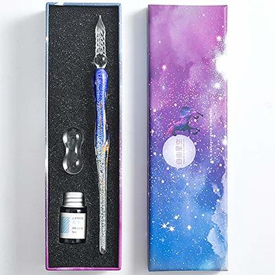 AOKUY Glass Dip Pen Set,Calligraphy Pen,Crystal Signature Pen for Art, Writing, Signatures -Decoration and Business Gift