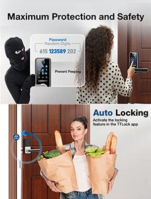 VIGOPKA Keyless Entry Smart Door Lock, Smart Locks for Front Door,  Fingerprint Door Lock, Electronic Keypad Deadbolt Lock with Handles,  Biometric Door Lock, Smart Digital Door Locks with App Control 