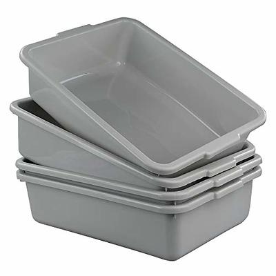 Bblina 13 Liter Commercial Bus Tubs, Plastic Shallow Plastic Tub Set of 4