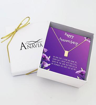 Anavia Happy Anniversary Gift Necklace,Wedding Anniversary Gift for  Wife,Express Love Card Jewelry Gift-[Silver and Gold Double Cube,  Blue-Orange Gift Card] - Yahoo Shopping