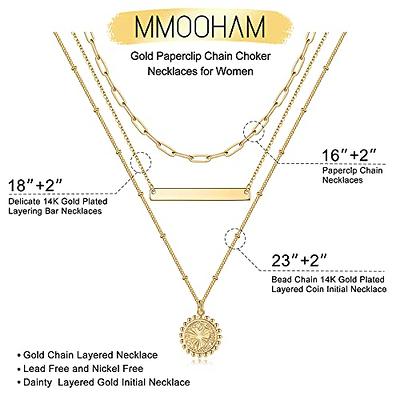 M MOOHAM Women's Dainty Layered Initial Necklace