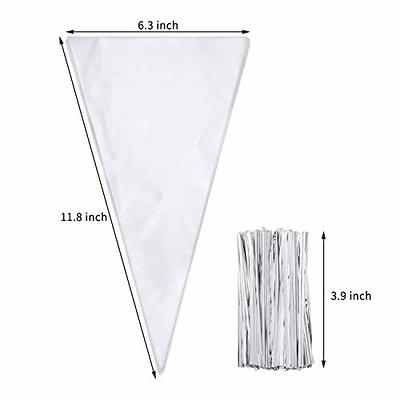 Outus 100 Pieces 7 x 12 inch Cone Shaped Treat Bags Medium Transparent Cone  Bags Cello Bags Sweet Clear Treat Bags with 100 Pieces Twist Ties - Yahoo  Shopping