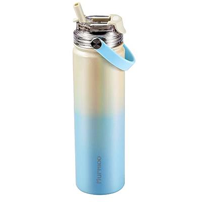 JoyJolt Triple Insulated Water Bottle with Flip Lid & Sport Straw Lid - 22  oz Hot/Cold Vacuum Insulated Stainless Steel Water Bottle - White