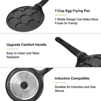 Non-stick Pancake Pan Griddle 10 Inch Grill Pan Mini Crepe Maker 7-Mold  Pancakes with Silicon Handle, Black