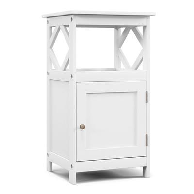 Costway Bathroom Floor Cabinet Side Storage Cabinet with 3 Drawers and 1 Cupboard White