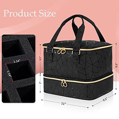 Double Layers Carrying Bag, Detachable Nail Polish Storage Organizer Case,  Holds 42 Bottles Gel Nail Polish and 1 Led Nail Lamp, Travel Makeup for