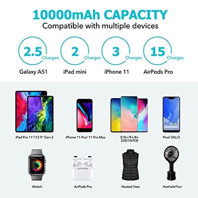 Pocket Size Power Bank 10000mah for Heated Vest,5V 2A Heated Jacket Battery  Pack,LED Display Portable Charger with Dual USB,External Battery Phone