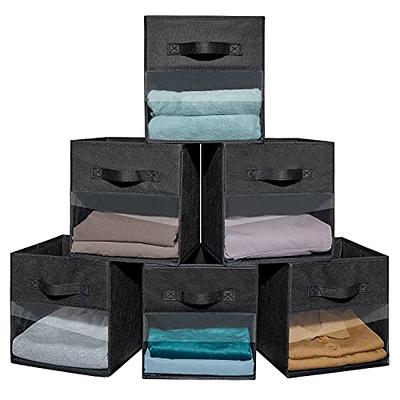 DIMJ Cube Storage Bins, 3 Pcs 11 Foldable Fabric Storage Bin Organizer  with Clear Window for Bedroom Kids Room Wardrobe Closet Shelves, Home Storage  Cubes Organizer with Handles, Dark Gray 