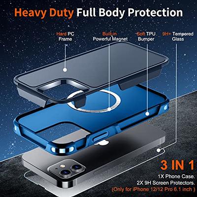 SUPFINE Magnetic for iPhone 12 Case/iPhone 12 Pro Case, [Compatible with  MagSafe] [10 FT Military Grade Drop Protection] 2X [Tempered Glass Screen