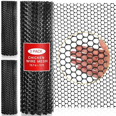 15.7 Inch X 10FT Plastic Chicken Fence Mesh,Hexagonal Fencing Wire for ,  Poultry, Chicken Wire Black 