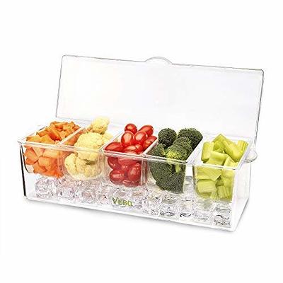 7Penn | Condiment Tray with Ice Chamber Lid Tongs Spoons 5 Condiment  Containers