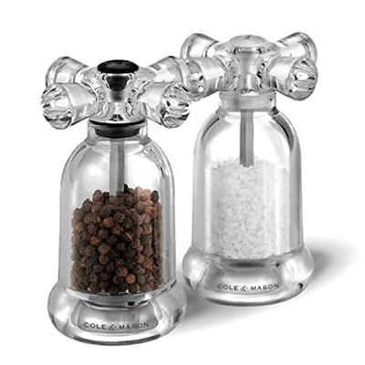 Kamenstein Set of Two 5-inch Glass Grinders Pink Salt and Peppercorns
