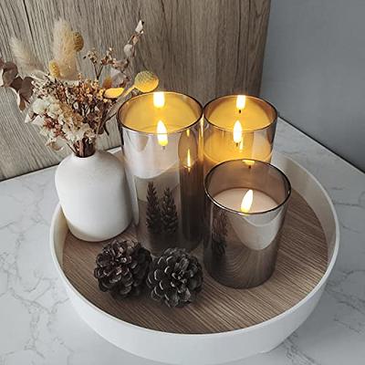 Glass Battery Operated LED Flameless Candles with Remote and Timer, Real  Wax Candles Warm Color Flickering Light for Festival Wedding Home Party