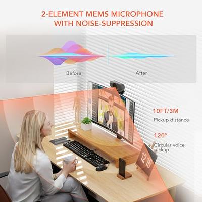 NUROUM 2K Webcam with Microphone, 1080P/60fps, 1440P/30fps, Dual Microphone  with Privacy Cover, Wide-Angle USB FHD Web Computer Camera, Plug and Play,  for Zoom/Skype/Teams/Webex, Laptop MAC PC Desktop 