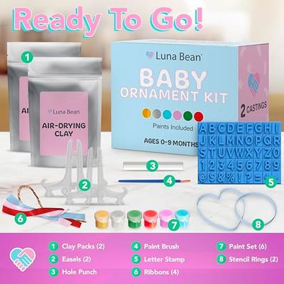 Luna Bean Baby Hand and Footprint Kit - Perfect Baby Keepsake Homemade Ornament Kits for Christmas - Baby Footprint Kit & Inkless Hand and Footprint