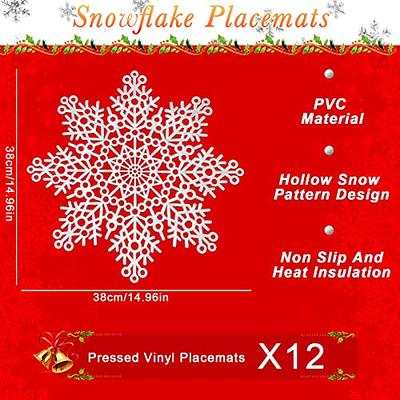 Christmas Placemats Set of 6 Woven Vinyl Non-Slip Placemats