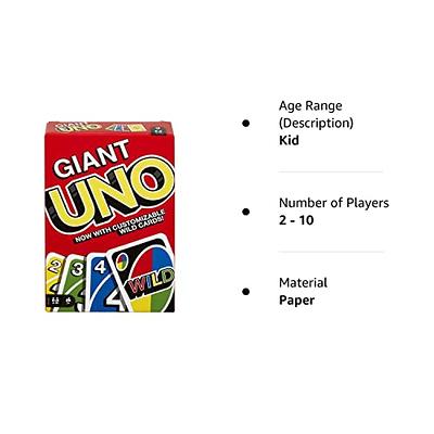  Mattel Games UNO Giant Sized Card Game, Game for Kids, Adults  and Family Night with 108 Oversized Cards : Everything Else