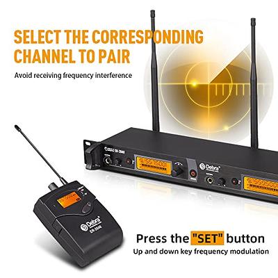 Pro UHF Dual Wireless in-Ear Monitor System with Earphone,180Ft, Rack  Mount, Professional IEM Stereo System Transmitter and Beltpack for Studio,  Band