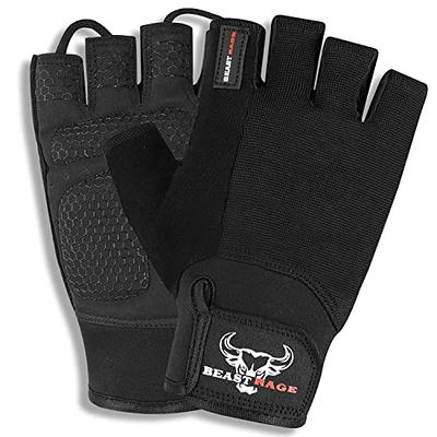 Beast Rage Gym Workout Gloves for Men, Cushion Padded Palm Grip for Weight Lifting Gloves Wrist Wraps Working Out More Exercise Pull Ups Hand