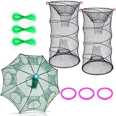 Riakrum Fishing Bait Trap and 2 Pcs Crab Trap Foldable Minnow Trap Crawdad Shrimp  Net Trap