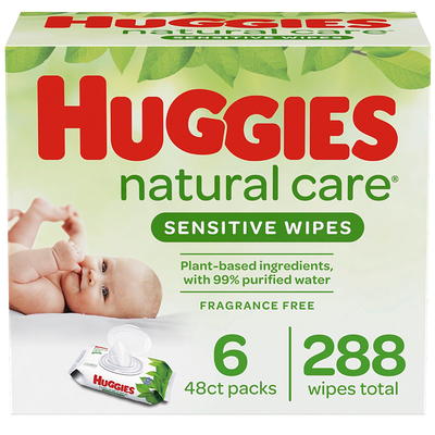 HUGGIES Baby Diapers and Wipes Bundle: Huggies Little Snugglers Newborn  Size, 128ct & Natural Care Sensitive Baby Diaper Wipes, Unscented, 12  Flip-Top