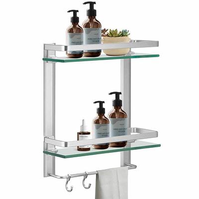 Aoibox 2 Pcs 4.7 in. W x 1.8 in. H x 12.8 in. D Steel Rectangular Shower  Bath Shelf in Gray with Towel Bar and Removable Hooks HDSA17BA014 - The  Home Depot