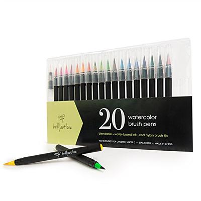 KINGART PRO Dual Twin-Tip Brush Pens, Set of 48 Unique & Vivid Colors,  Watercolor Markers with Flexible Nylon Brush Tips, Professional Watercolor  Pens