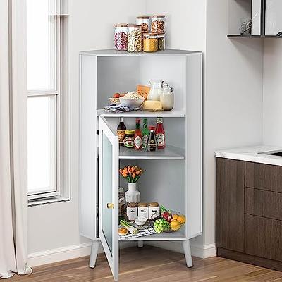 Gymax 2-Door Tall Storage Cabinet Kitchen Pantry Cupboard Organizer  Furniture White