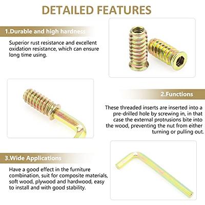 Kindroufly 3/8-16 x 25mm Threaded Inserts, Nut Inserts, Wood