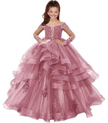 Flower Girl Dresses for Wedding Appliques Ruffles Tulle Pageant Dress  Princess Ball Gown Kids Prom Formal Gowns Dusty Rose 2 - Yahoo Shopping