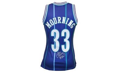 Men's Mitchell & Ness Alonzo Mourning Purple Charlotte Hornets Hardwood  Classics Swingman Jersey