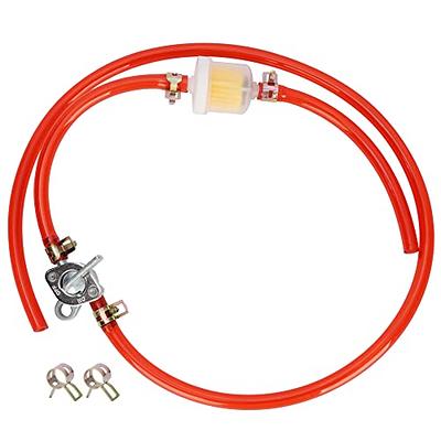 Inline Fuel Petcock Gasoline Filter Tubing Set with Clamps for