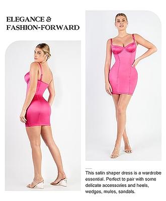 Popilush Satin Shaper Dress with Built in Shapewear Bodycon Shaper Dress  Sleeveless Cocktail Party Mini Slip Dress - Yahoo Shopping