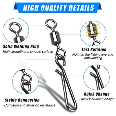 Fishing Snap Swivels Ball, High Strength, Stainless Steel Bearing Swivels  with Safty Snap Connector Solid Rings, Fishing Barrel Swivel, Fishing  Accessories for Freshwater, 50 Pcs/Lot 2# 4# 6# 8# 10# 