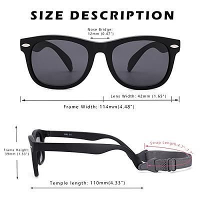 COASION Black Polarized Mirror Lens Bendable Sunglasses w/Strap Baby Toddler