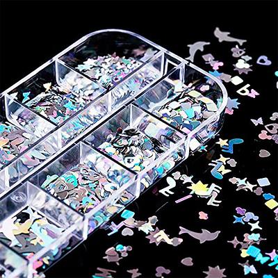 Nail Sequins Holographic Nail Glitters for Acrylic Nails Laser Strips Nail  Glitter Flakes Nail Flakes Chunky Glitter for Nails 6 Boxes(Chameleon)