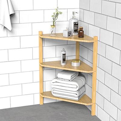 Wisuce 100% Real Bamboo Corner Shelf, 4 Tier Stackable Shower Corner  Shelves, Corner Storage Stand, Small Corner Shelf Counter Organizer Rack,  Corner