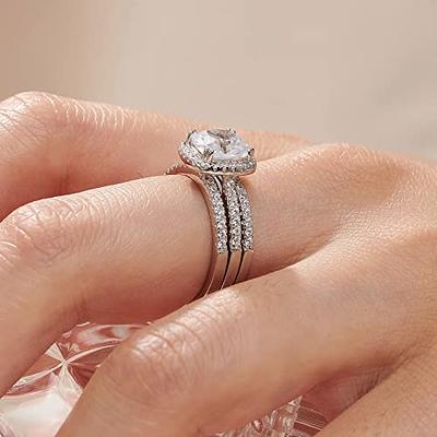 Blongme Wedding Engagement Rings Set for Women 925 Sterling Silver Pear  Oval Shape CZ Anniversary Band Promise Bridal Ring Enhancer Size 5-10 