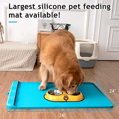 Cat Food Mat, Silicone Pet Feeding Mat Non Slip Waterproof Dog Bowl Mat  Stop Food Spills Water Messes Out