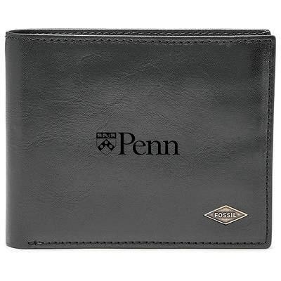 Men's Fossil Brown Wyoming Cowboys Leather Ryan RFID Flip ID Bifold Wallet