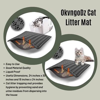 Motsamla Large Cat Litter Trapping Mat - Soft on Kitty Paws, 35 x 24 -  Waterproof Litter Box Pad for Cleaner Floors, Easy Clean