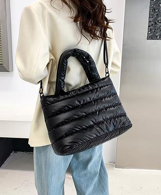 Puffer Bag Quilted Padded Tote Bags for Women Puffy Hobo Purse Lightweight Down Cotton Crossbody Shoulder Bag