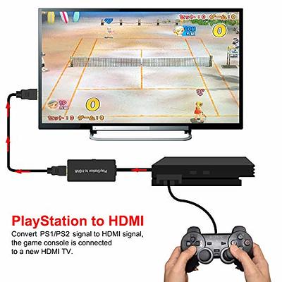 PS2 to HDMI Adapter PS2 HDMI Cable PS2 to HDMI Converter Support HDMI  4:3/16:9 Switch, Works for Playstation 1/Playstation 2 and PS3. PS1 Adapter