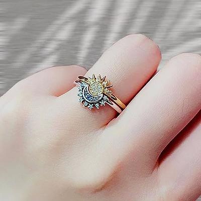 Celestial Sparkling Star Solitaire Ring, Sterling silver
