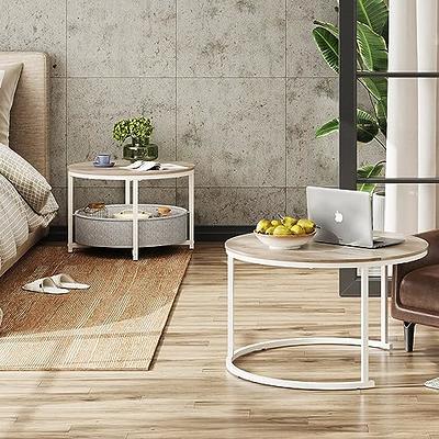  Apicizon Round Side Table, White Nightstand Coffee End Table  for Living Room, Bedroom, Small Spaces, Easy Assembly Modern Home Decor Bedside  Table with Natural Wood Legs, 16.5 x 20.5 Inches 